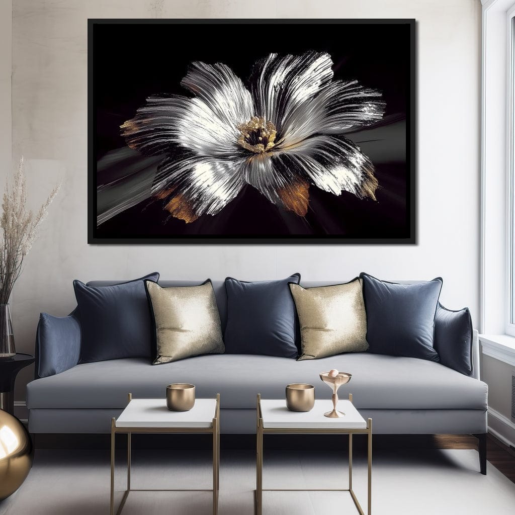 Silver Harvest Petals Radiance Canvas Wall Art