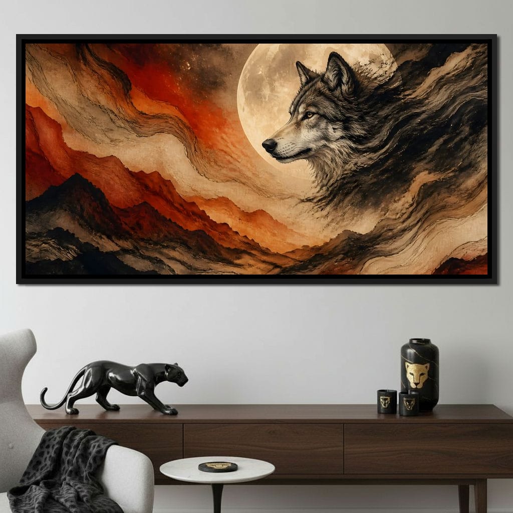 Solitary Howl Before Dawn Canvas Wall Art