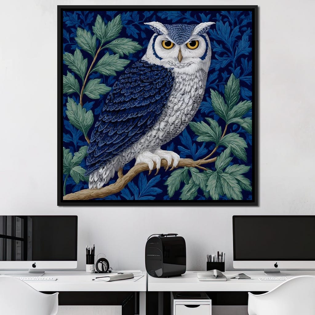 Majestic Owl Among Leaves Canvas Wall Art