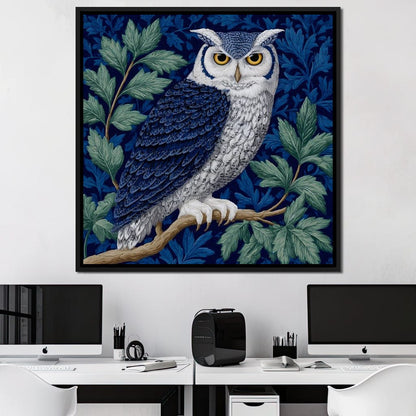 Majestic Owl Among Leaves Canvas Wall Art