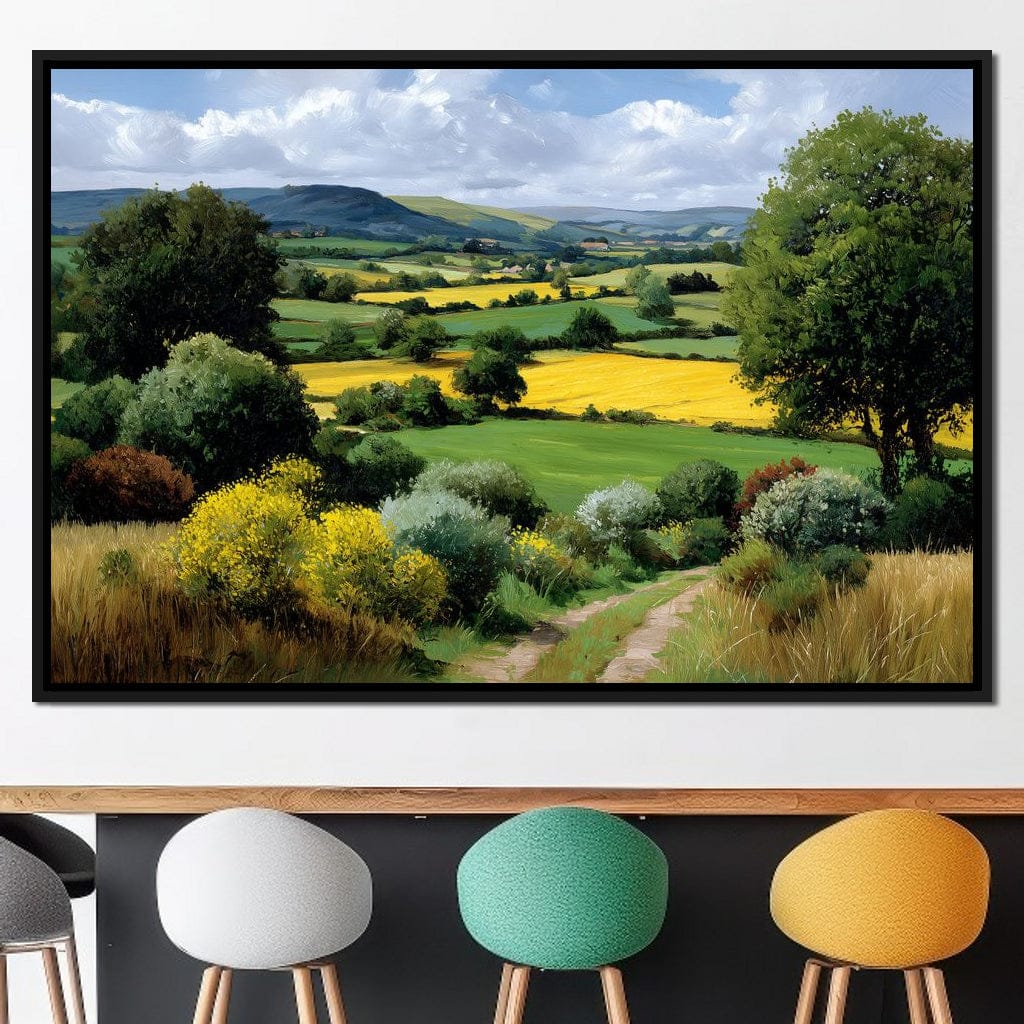 Golden Fields Country Path Canvas Wall Art