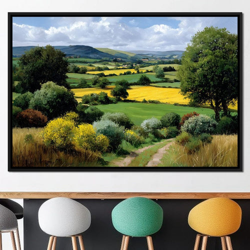 Golden Fields Country Path Canvas Wall Art