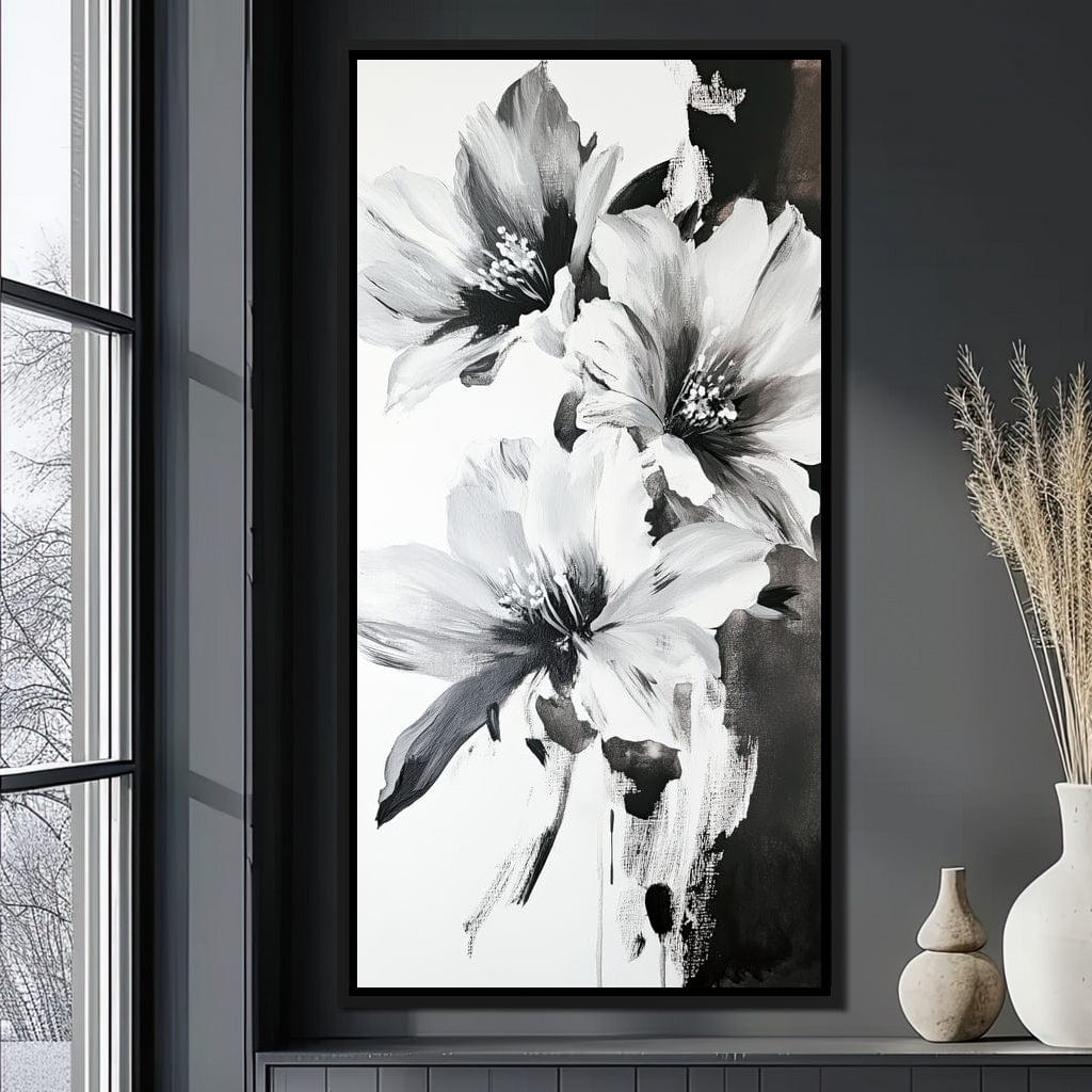Monochrome Flora Harmony Canvas Wall Art