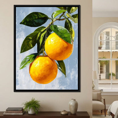 Sunlit Oranges On Branch Canvas Wall Art
