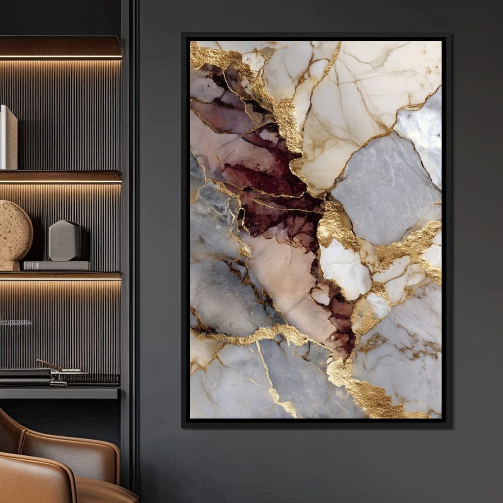 Gilded Marble Rift Elegy Canvas Wall Art