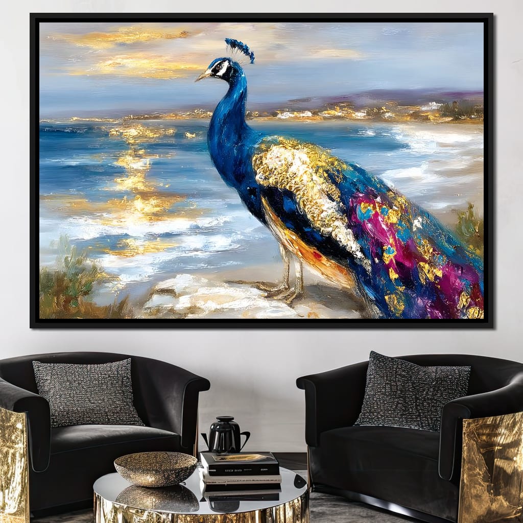 Gilded Peacock Shorelight Canvas Wall Art