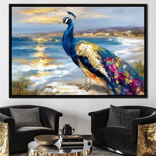 Gilded Peacock Shorelight Canvas Wall Art