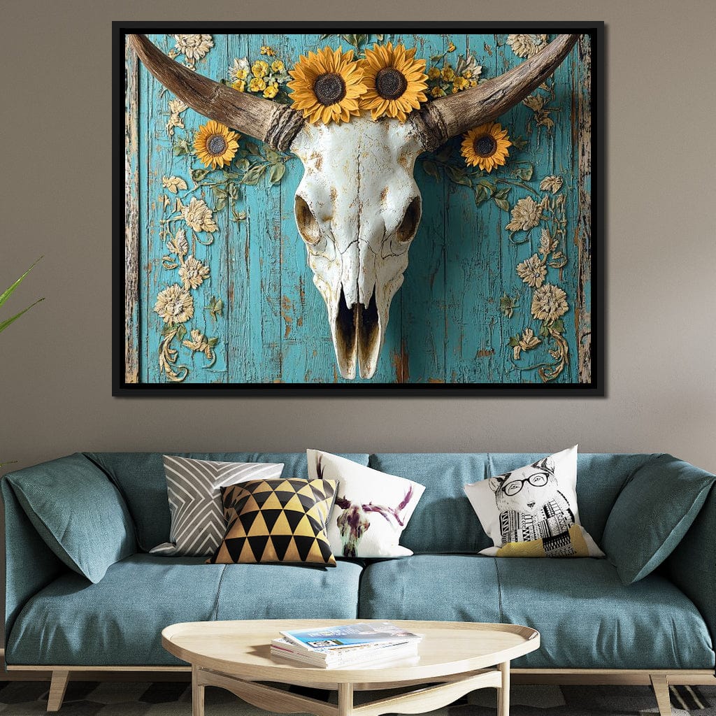 Bull Skull Rustic Vibes Canvas Wall Art