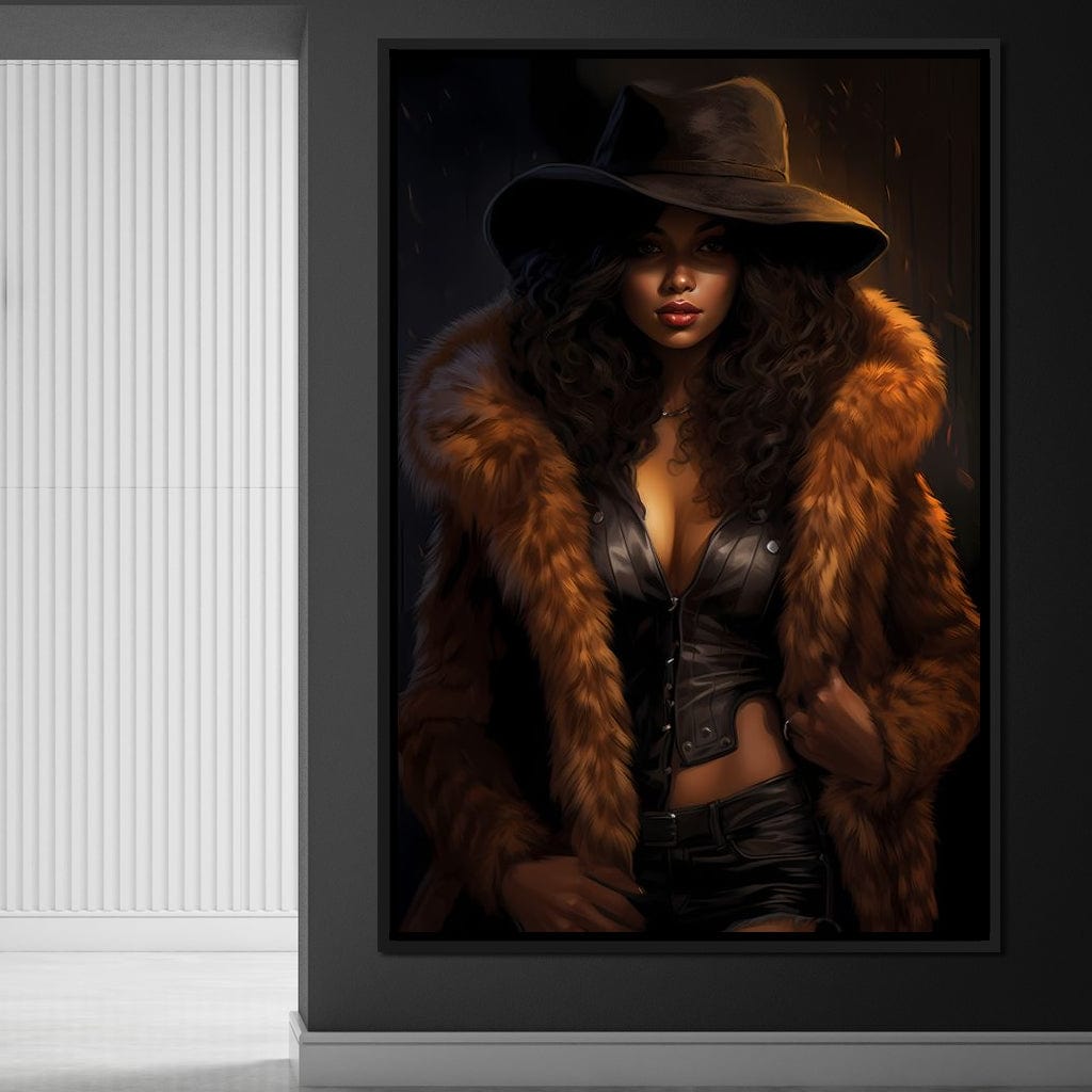 African Woman in Flame-Colored Fur Canvas Wall Art