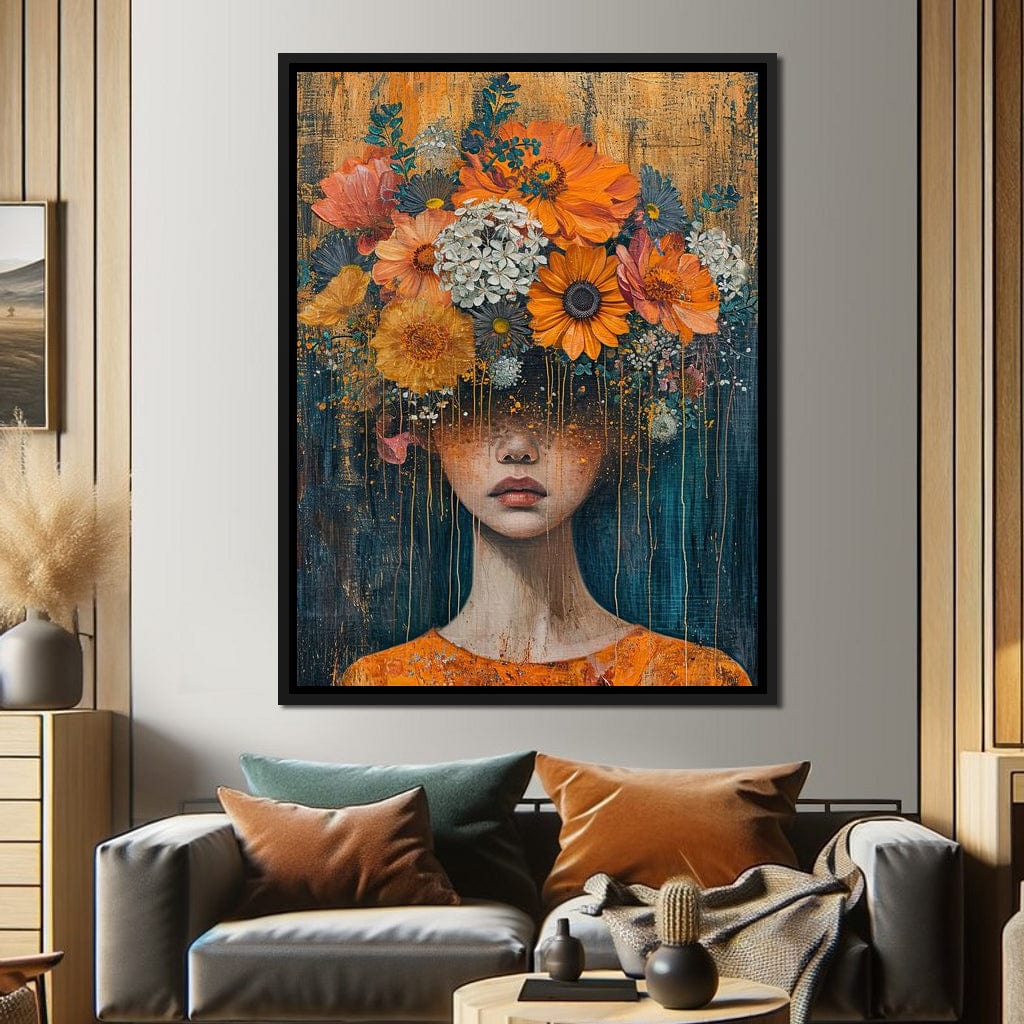 Blossoming Silence Dripping Gold Canvas Wall Art
