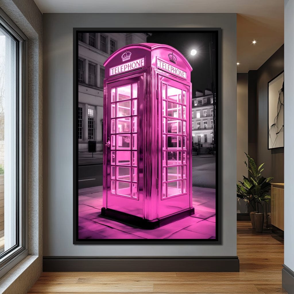 Pink Telephone Booth Canvas Wall Art