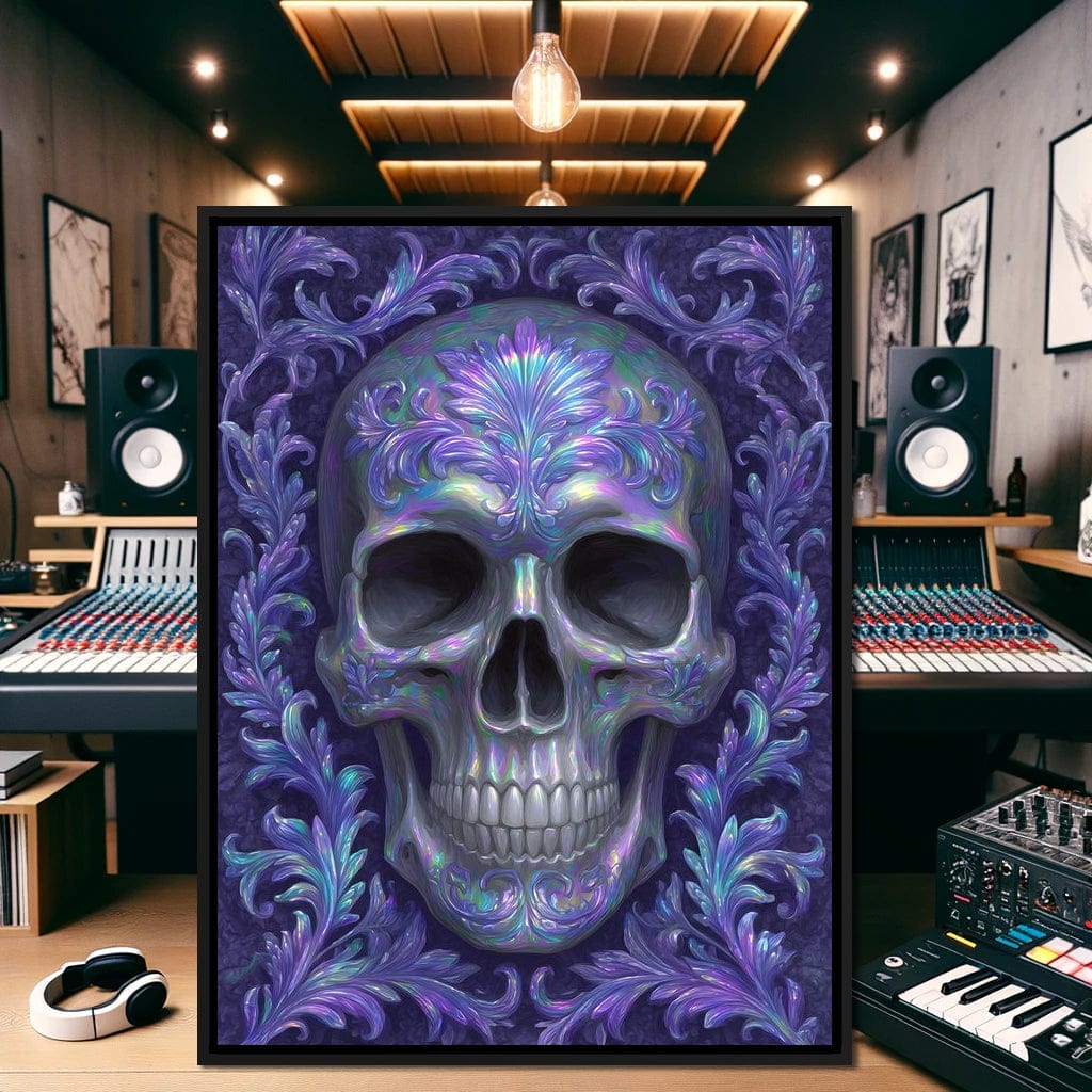 Prismatic Skull Baroque Flourish Canvas Wall Art