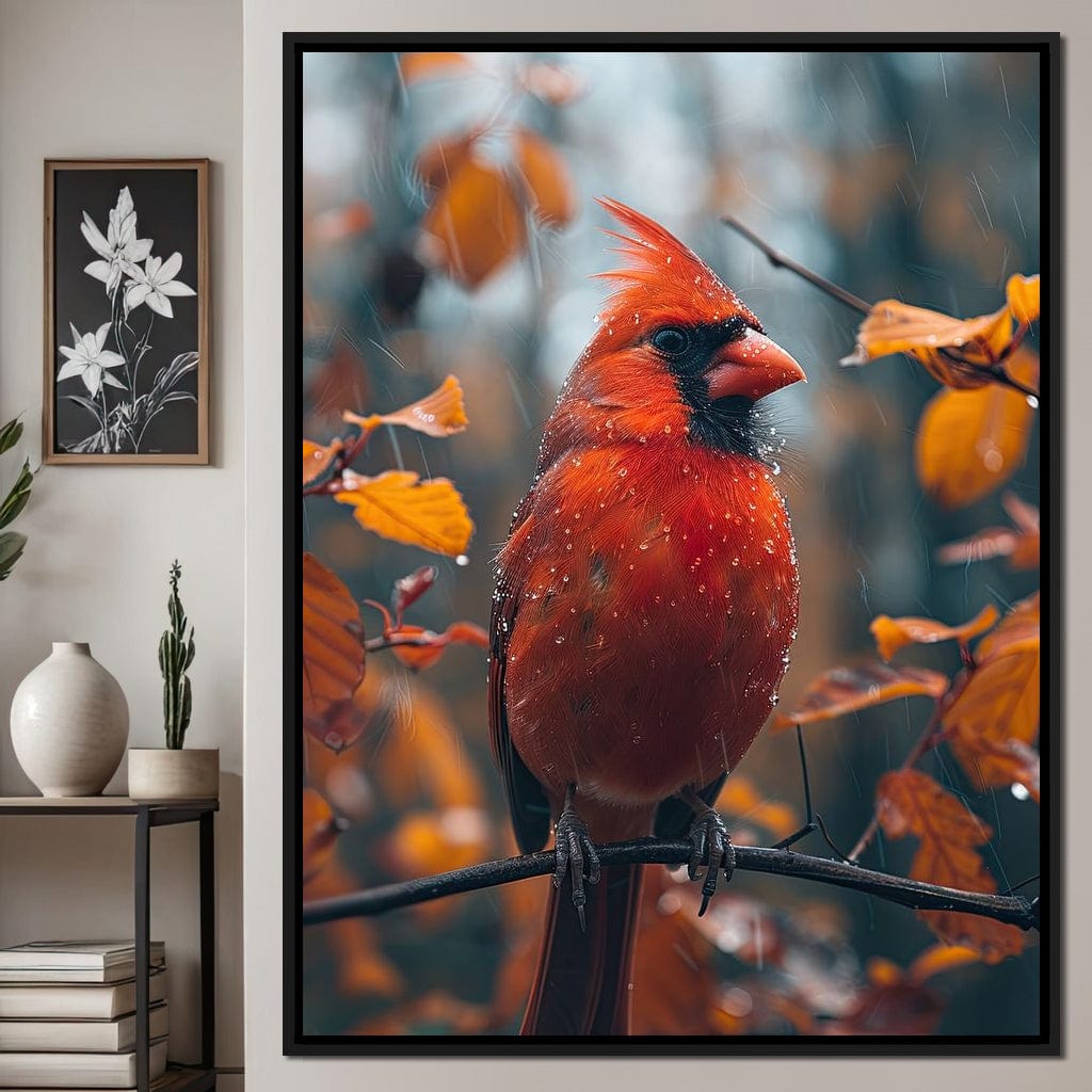 Autumn Cardinal's Perch Canvas Wall Art