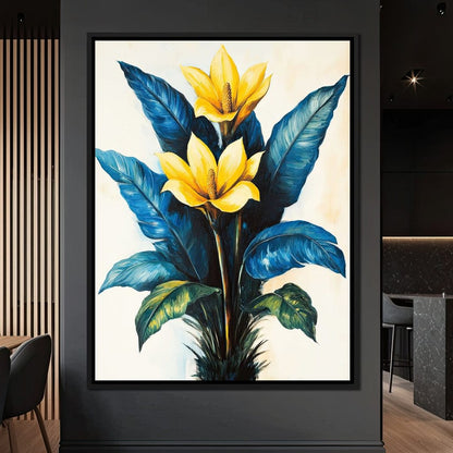 Golden Petals Tropical Elegance Canvas Wall Art