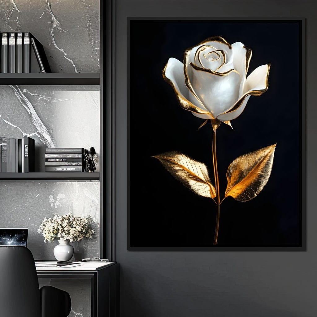 Golden Elegance Blossom Canvas Wall Art