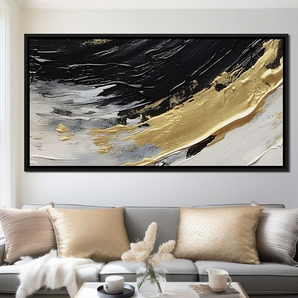 Golden Current Abstract Landscape Canvas Wall Art