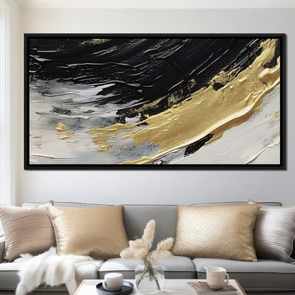 Golden Current Abstract Landscape Canvas Wall Art
