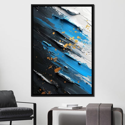 Sapphire Strokes Gold Specks 2 Canvas Wall Art