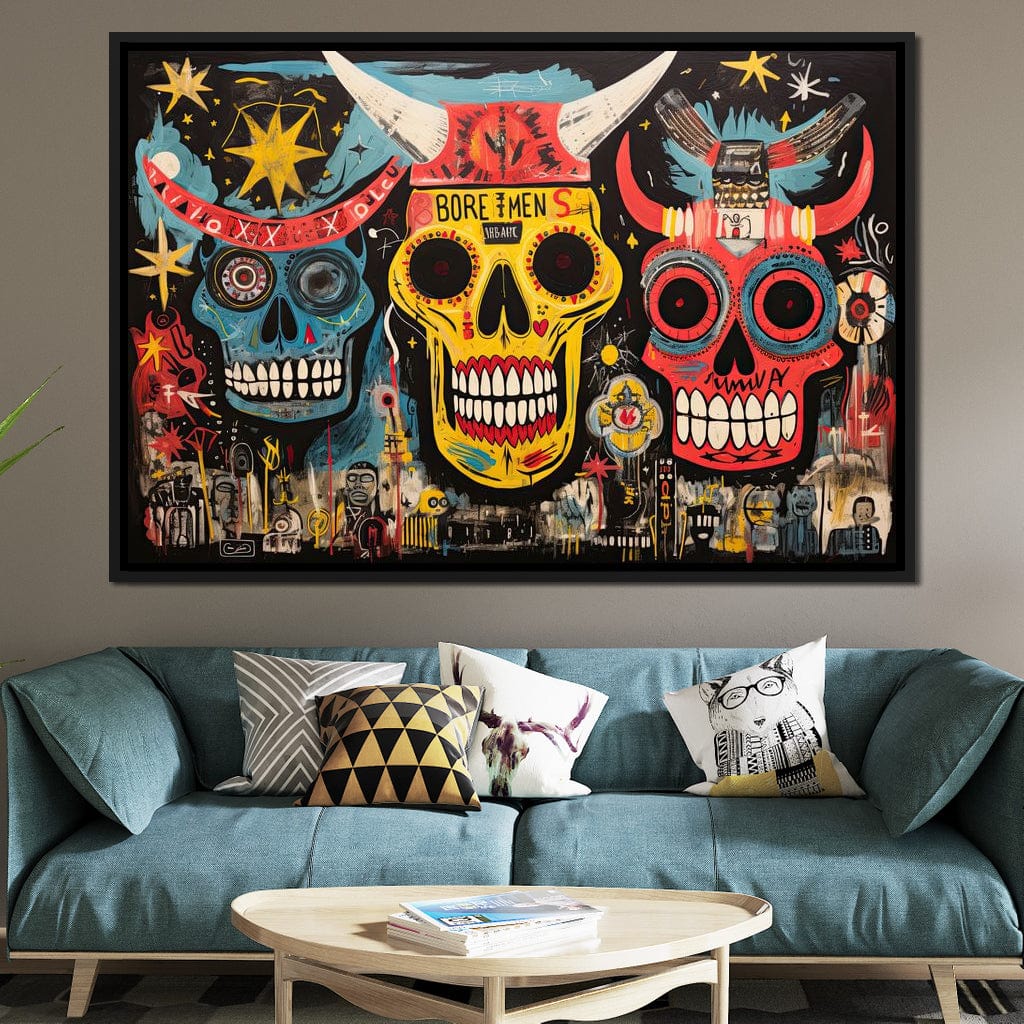 Tribal Skull Symphony Canvas Wall Art