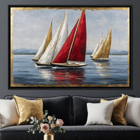 Bold Regatta On Open Water Canvas Wall Art