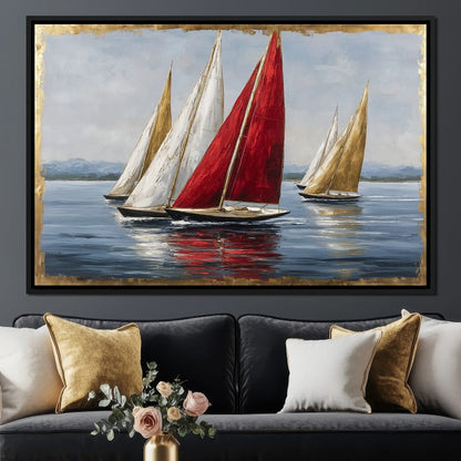Bold Regatta On Open Water Canvas Wall Art