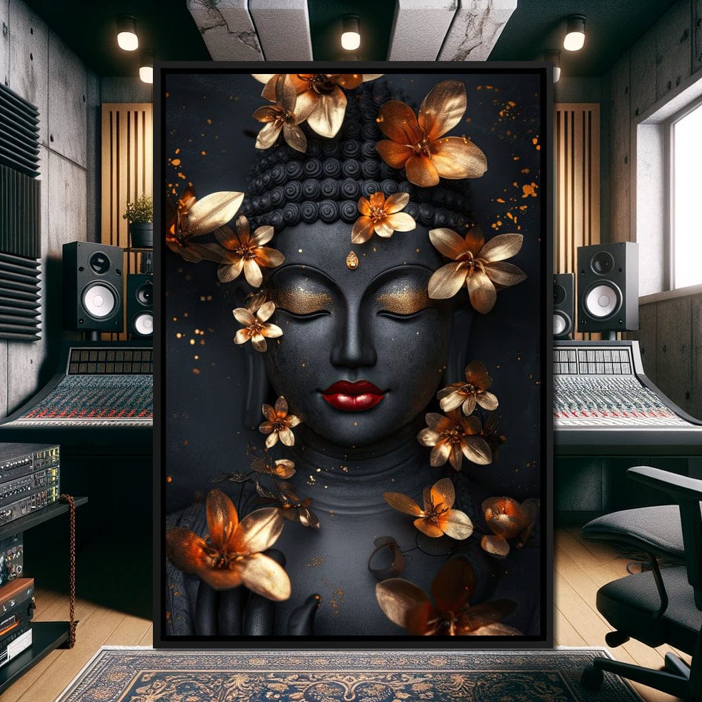 Radiant Floral Buddha Tranquility Canvas Wall Art