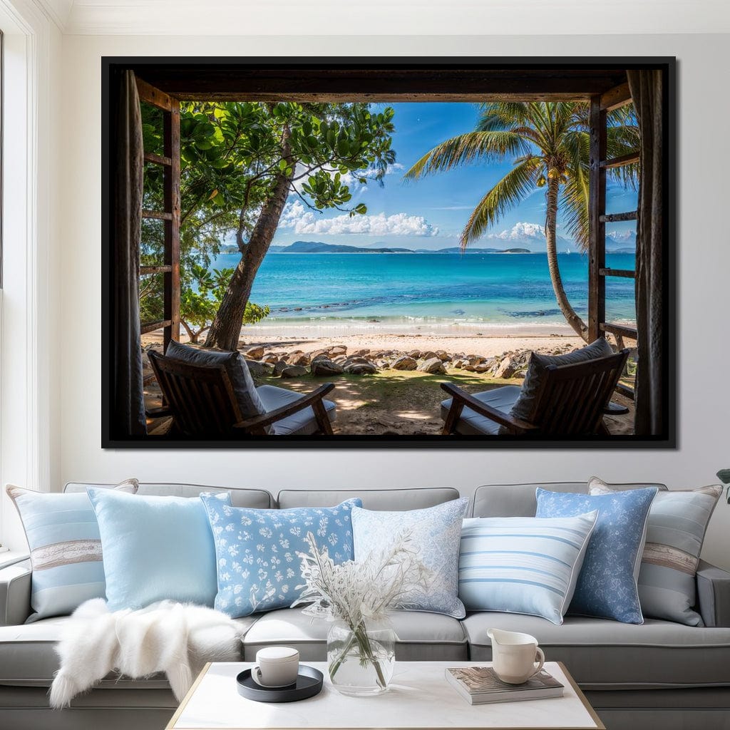 Tropical Serenity Window Canvas Wall Art