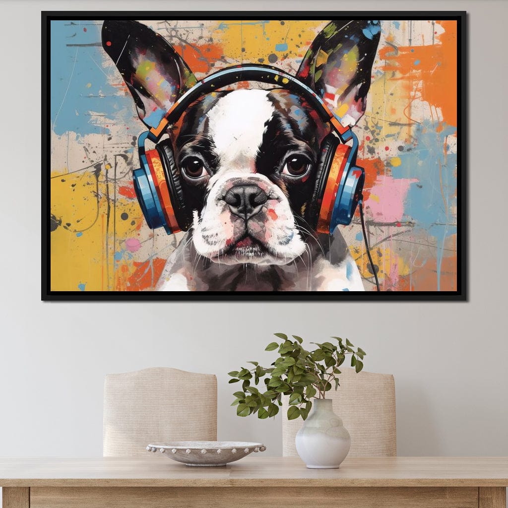 Boston Terrier's Musical Medley Canvas Wall Art