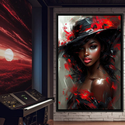Sable Elegance with Poppy Flair Canvas Wall Art