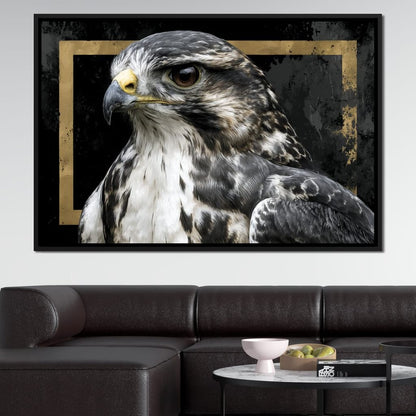Golden Frame Falcon Portrait Canvas Wall Art