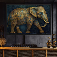 Gilded Grey Elephant Canvas Wall Art