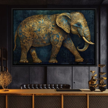Gilded Grey Elephant Canvas Wall Art