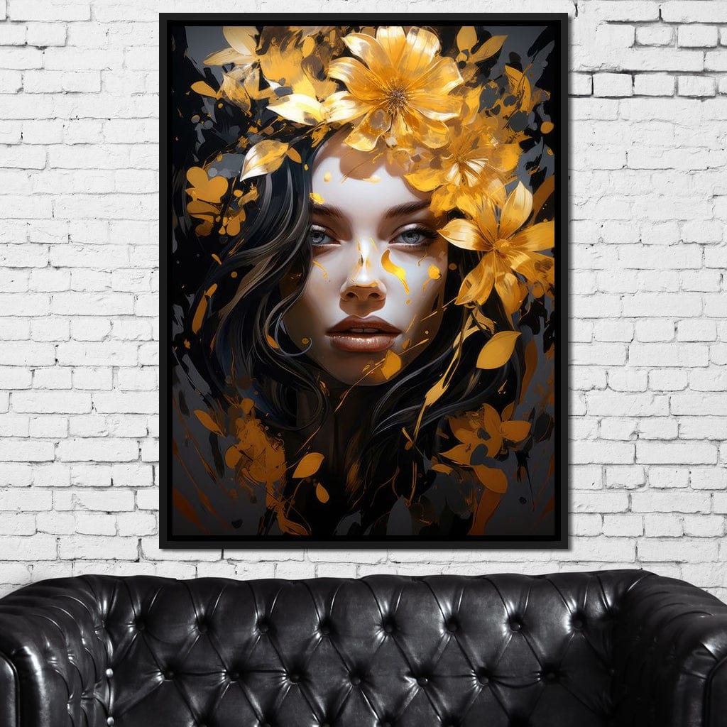 Golden Petal Crown Canvas Wall Art