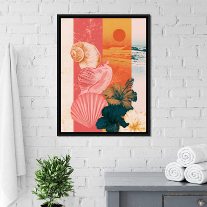 Tidal Shore And Floral Shell Canvas Wall Art