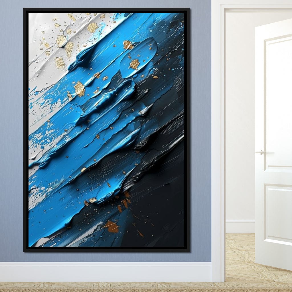 Sapphire Currents Goldleaf Flow Canvas Wall Art