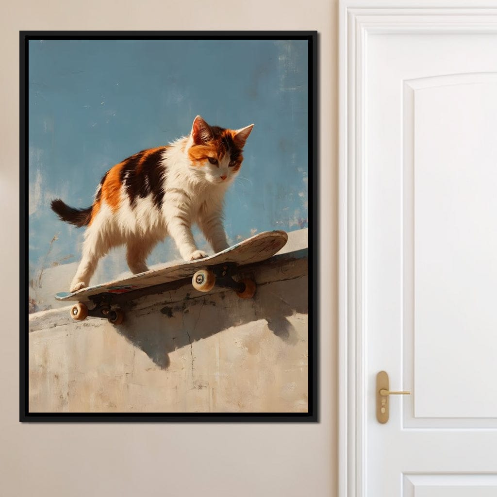 Calico Cat Skateboard Ride Canvas Wall Art
