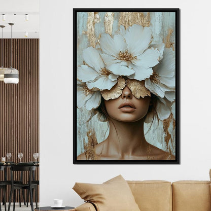 Golden Petal Head Canvas Wall Art