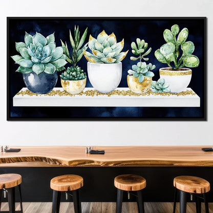 Succulent Symphony in Green Canvas Wall Art