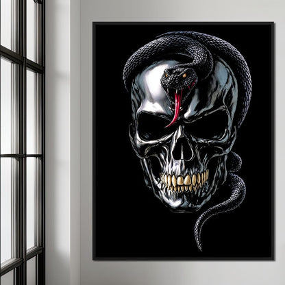 Serpent Crowned Skull Night Canvas Wall Art