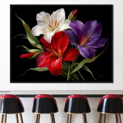 Gladiolus Garden Noir Bloom Canvas Wall Art