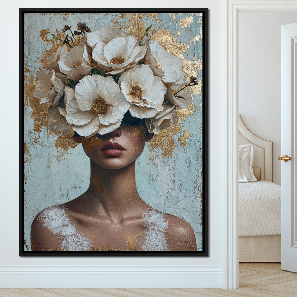 Golden Petal Silhouette Canvas Wall Art
