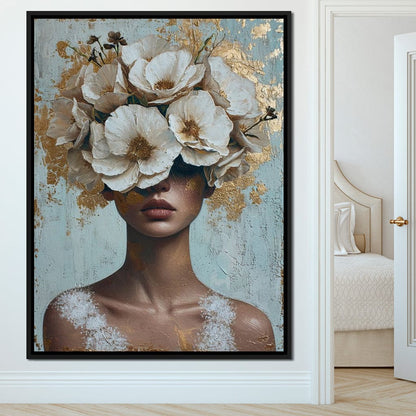 Golden Petal Silhouette Canvas Wall Art