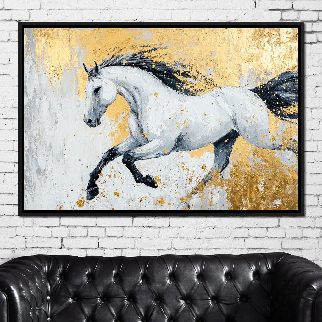 Golden Freedom Gallop Canvas Wall Art