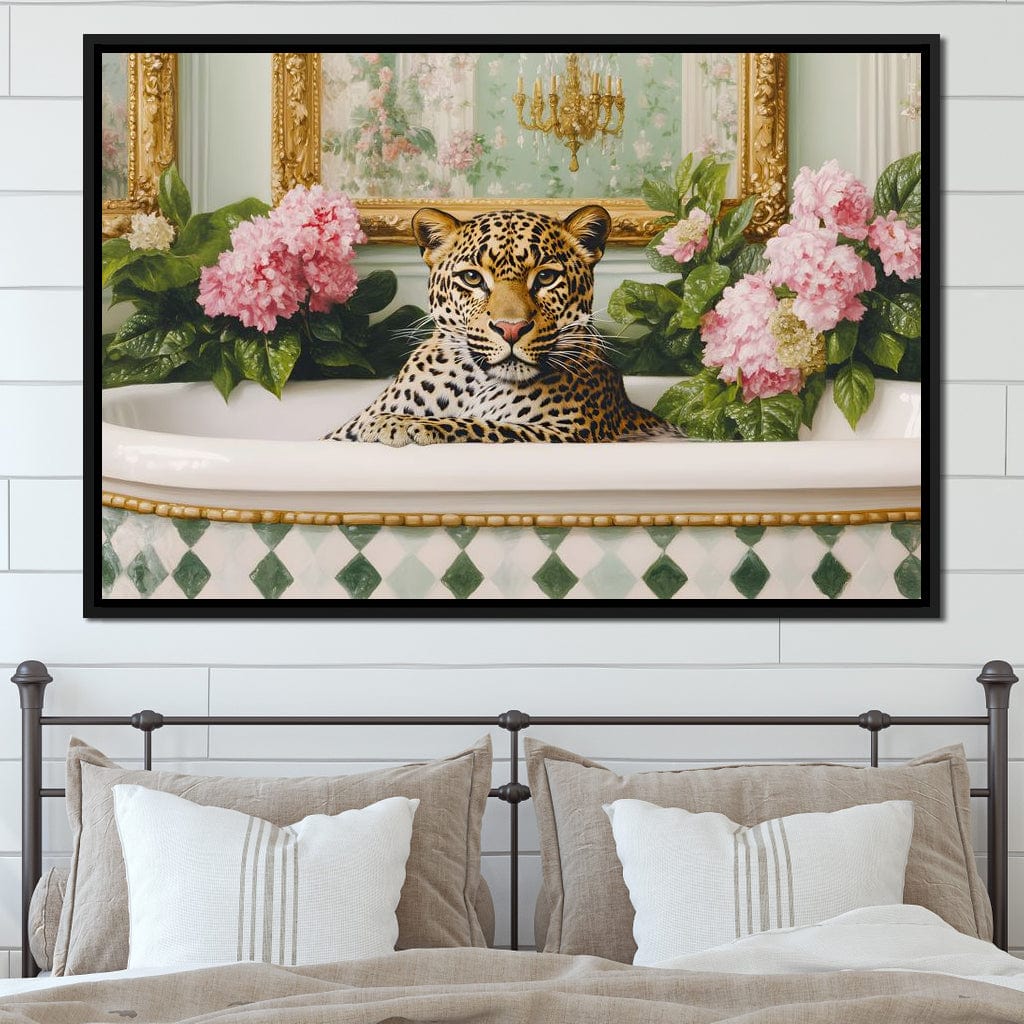 Leopard Luxe Floral Bathing Canvas Wall Art