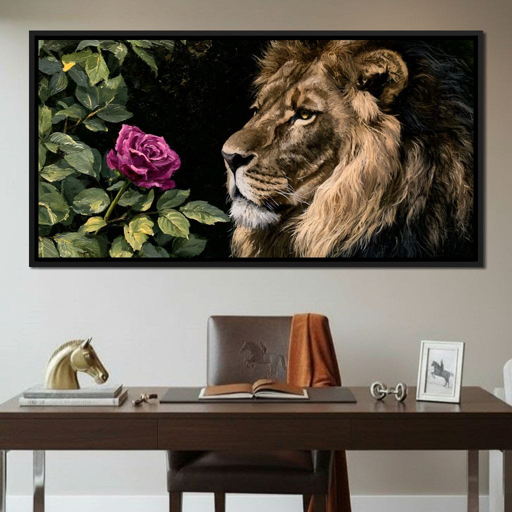 Gentle King Lion Finds Solitude Canvas Wall Art