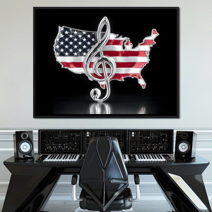 Patriotic Melody Stars Stripes Canvas Wall Art