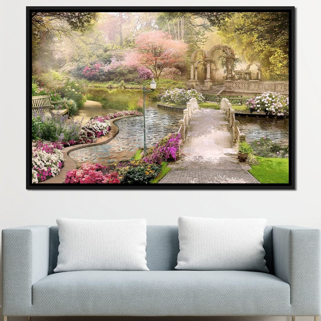 Pond Bridge Canvas Wall Art