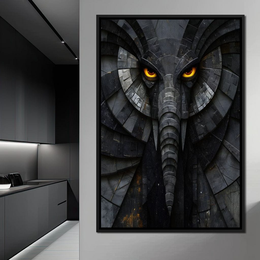 Obsidian Elephant Guardian Canvas Wall Art