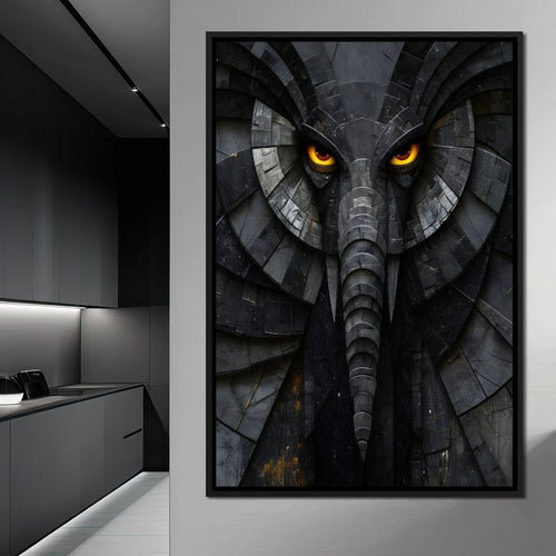 Obsidian Elephant Guardian Canvas Wall Art