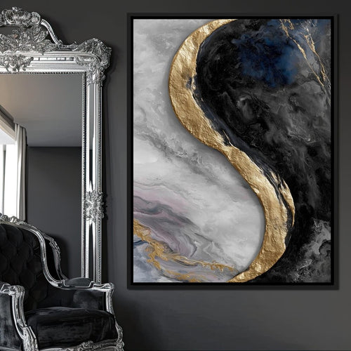 Gilded Moonstone Abstract Flow Canvas Wall Art